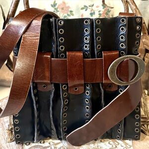 EUC “Rebel Designs” Handcrafted in New York Black Eyelet Mid-size Crossbody